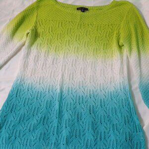 Willi Smith green white and blue ombre sweater szM